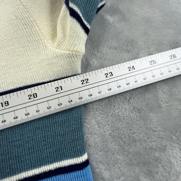 Vintage 90s Y2K Preppy Grunge Striped Sweater Pullover Collar Large - Picture 6 of 9